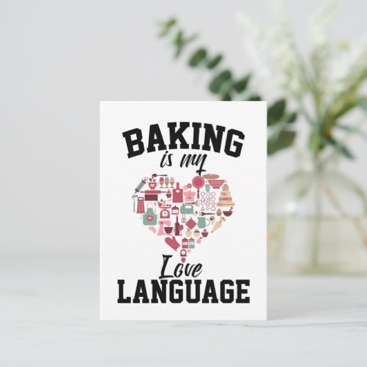 Bakken is mijn liefdestaal - Funny Baker Briefkaart (Staand voorkant)