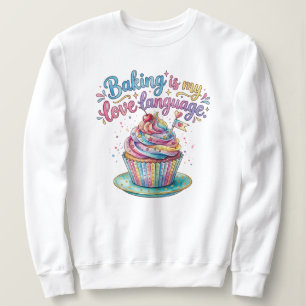 Bakken is mijn liefdestaal Pastelkleurige Cupcake Trui