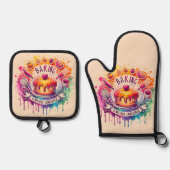 Bakken is mijn liefdestaal - taart - ovenwant & pannenlap set (Voorkant)