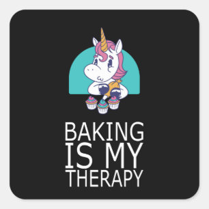 Bakken is mijn therapie Grappige Cake Decorator Vierkante Sticker