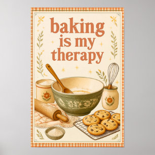 Bakken is mijn therapie Vintage keuken bakkunst Poster