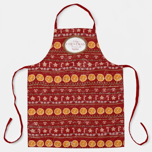 Bakken Kerstmis Herinneringen Nana Rode Waterverf Schort (Voorkant)