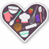 Bakken Koken Hart Hobby Uitknip Sticker Decal (Voorkant)