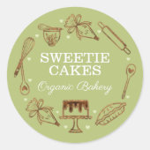 Bakken & koken Houtkorrelige textuur & groen Ronde Sticker (Voorkant)