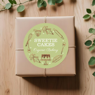 Bakken & koken Houtkorrelige textuur & groen Ronde Sticker