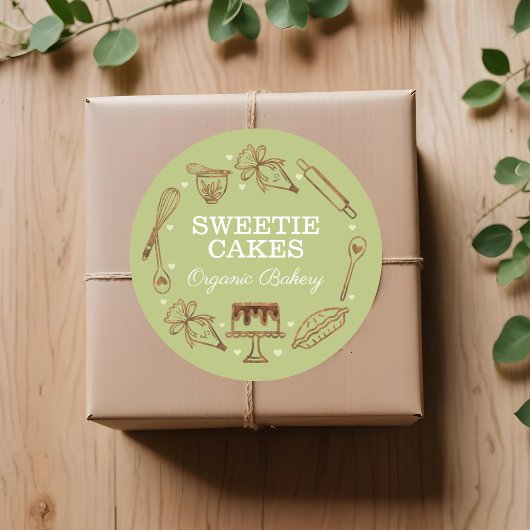 Bakken & koken Houtkorrelige textuur & groen Ronde Sticker