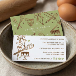 Bakken & koken Houtkorrelige textuur & groen Visitekaartje