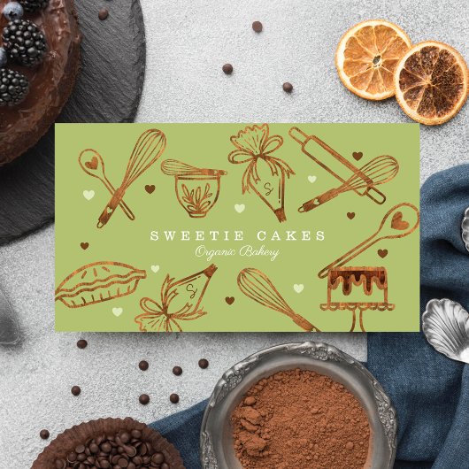 Bakken & koken Houtkorrelige textuur & groen Visitekaartje