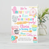 bakken, koken, meisjesverjaardagsuitnodiging. kaart (Staand voorkant)