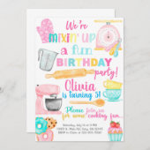 bakken, koken, meisjesverjaardagsuitnodiging. kaart (Voorkant / Achterkant)