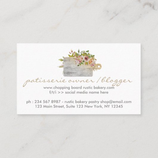 Bakken Koken Snijplank Zelfgemaakt Visitekaartje (Achterkant)