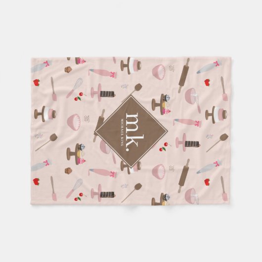 Bakken & Kookgerei Bakkerij Koken Monogram Fleece Deken (Voorkant (Horizontaal))