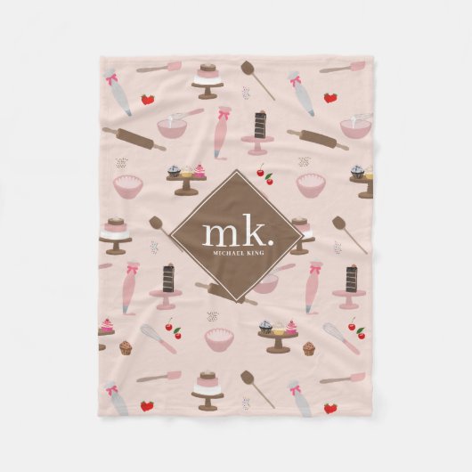 Bakken & Kookgerei Bakkerij Koken Monogram Fleece Deken (Voorkant)