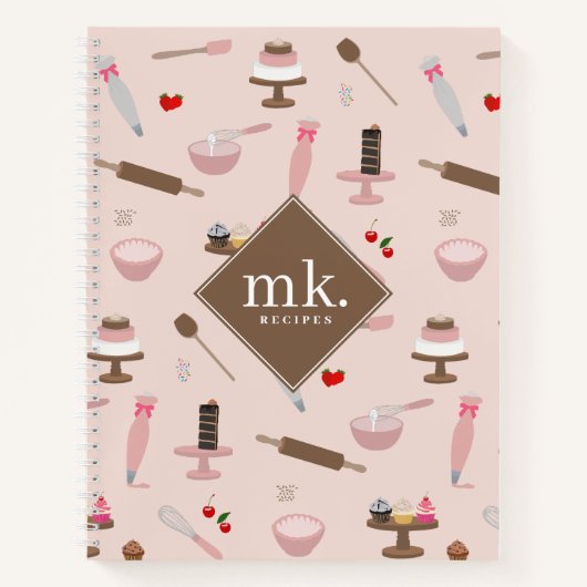 Bakken & Kookgerei Bakkerij Koken Monogram Notitieboek (Voorkant)