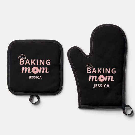 Bakken Mama Gepersonaliseerde Geschenken voor Mama Ovenwant & Pannenlap Set (Voorkant)