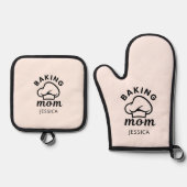 Bakken Mama Gepersonaliseerde Geschenken voor Mama Ovenwant & Pannenlap Set (Voorkant)