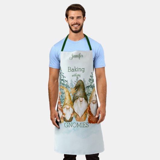 Bakken met mijn Gnomies Kerstmis Schort (Gedragen)