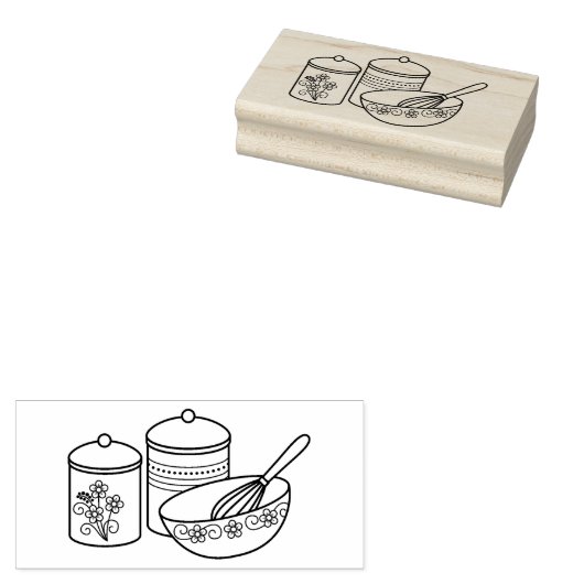 bakken - mixen van Bowl, whisker, kanisters Rubberstempel (Gestempeld)