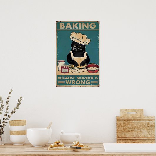 Bakken Omdat Moord is Wrong Cat Black Poster (Keuken)