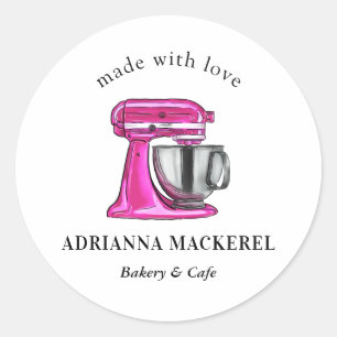 Bakken Roze Whisk Cateraar Gebak Chef Keuken Ronde Sticker