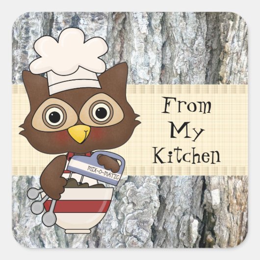 Bakken Uil keuken leuk sticker (Voorkant)