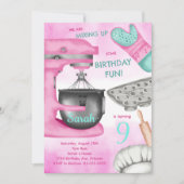 Bakken Verjaardagsfeest Girly koken uitnodiging (Voorkant)