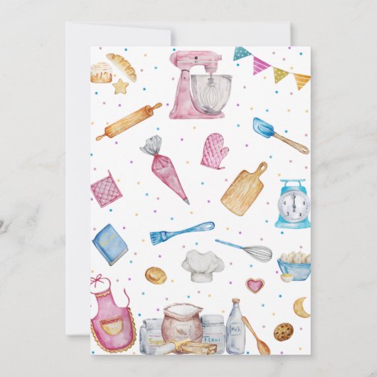 Bakken Verjaardagsfeest Girly koken uitnodiging (Achterkant)