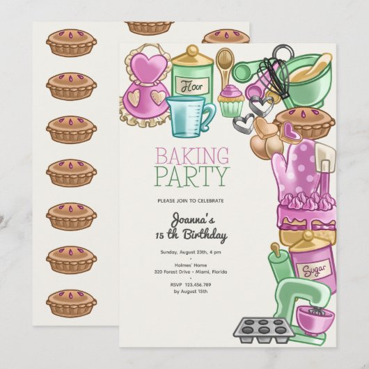 Bakken verjaardagsfeest kaart (Voorkant / Achterkant)