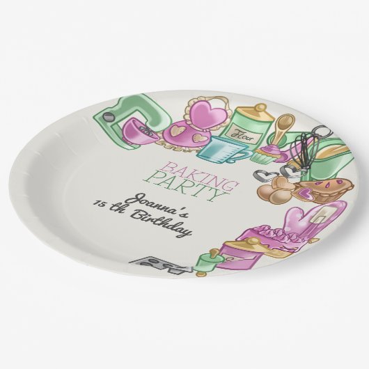 Bakken verjaardagsfeest papieren bordje (Gekanteld)