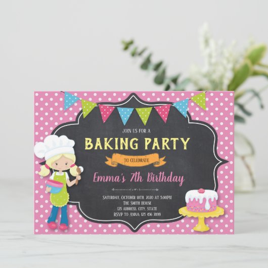 Bakken Verjaardagsfeest Uitnodiging (Staand voorkant)