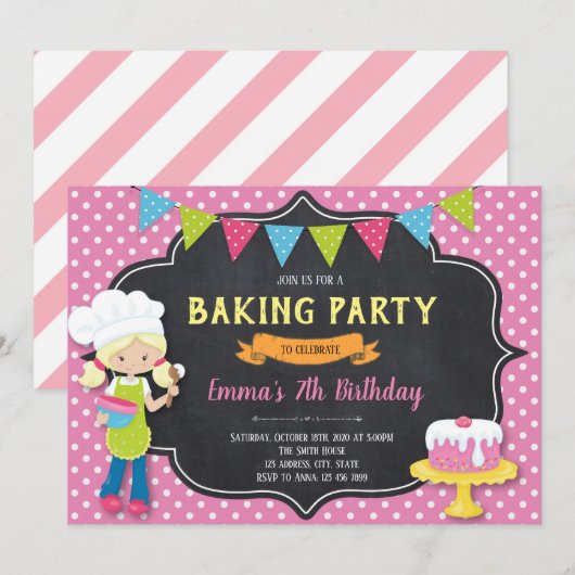 Bakken Verjaardagsfeest Uitnodiging (Voorkant / Achterkant)