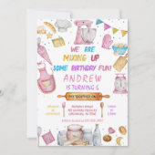 Bakken verjaardagsfeestje meisje koken uitnodiging (Voorkant)