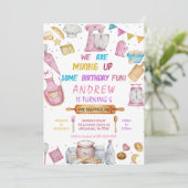 Bakken verjaardagsfeestje meisje koken uitnodiging (Staand voorkant)