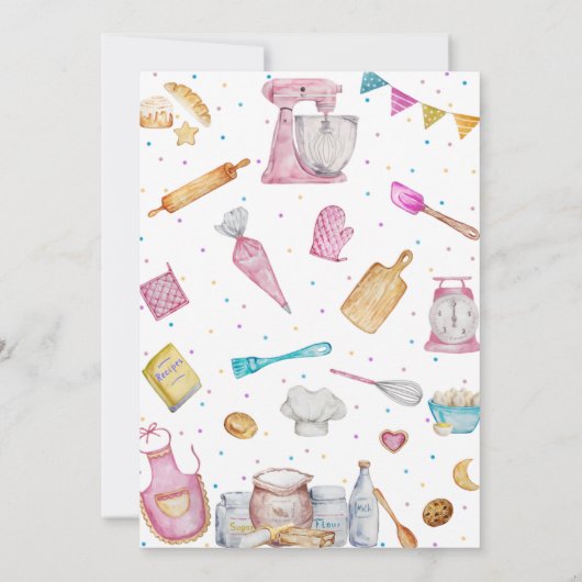 Bakken verjaardagsfeestje meisje koken uitnodiging (Achterkant)