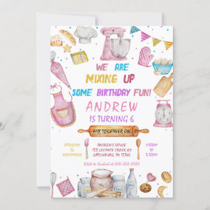 Bakken verjaardagsfeestje meisje koken uitnodiging