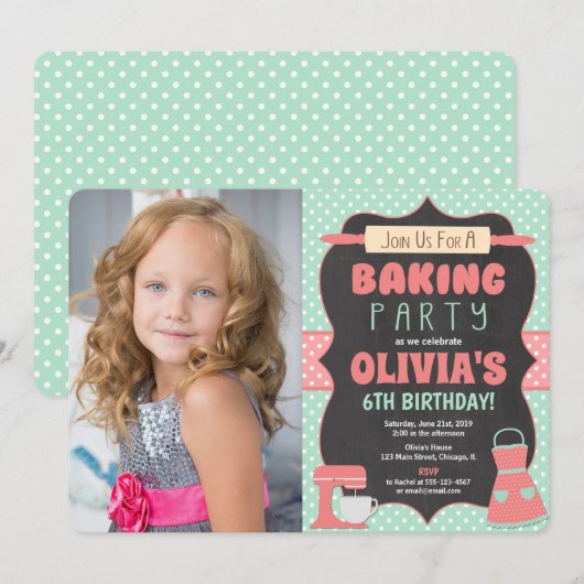 Bakken verjaardagsfeestje taart decoreren foto kaart (Voorkant / Achterkant)