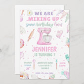 Bakken verjaardagsfeestje uitnodiging-meisje bakke kaart (Voorkant / Achterkant)