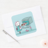 bakken vierkante sticker (Envelop)
