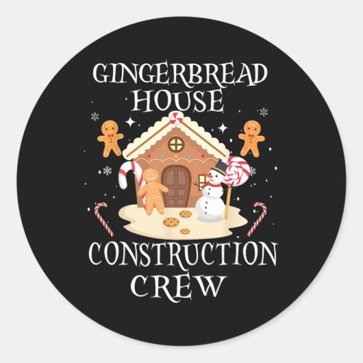 Bakken Xmas Gingerbread Huis Bouw Crew De Ronde Sticker (Voorkant)