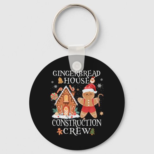 Bakken Xmas Gingerbread Huis Bouw Crew De Sleutelhanger (Voorkant)