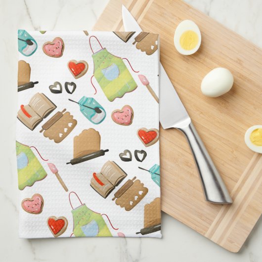 Bakkende harten theedoek (Quarter Fold)