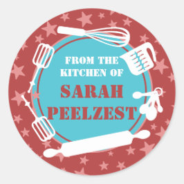 Bakker bakgerei sterren uit de keuken van ronde sticker