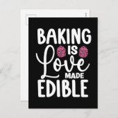 Bakker bakken is liefde gemaakt eetbare bakkerijta feestdagenkaart (Voorkant / Achterkant)