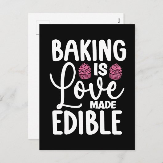 Bakker bakken is liefde gemaakt eetbare bakkerijta feestdagenkaart (Voorkant / Achterkant)