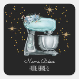 Bakker bakken Waterverf gebak chef-kok zwart Vierkante Sticker