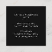 Bakker bakken Waterverf gebak chef-kok zwart Vierkante Visitekaartje (Achterkant)