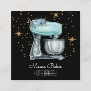 Bakker bakken Waterverf gebak chef-kok zwart Vierkante Visitekaartje