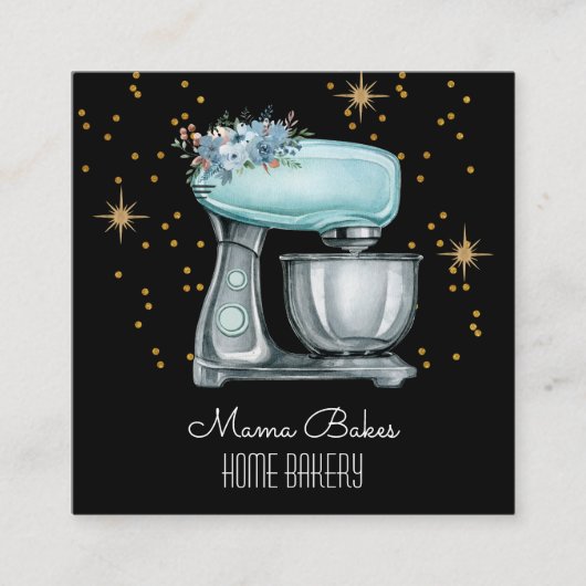 Bakker bakken Waterverf gebak chef-kok zwart Vierkante Visitekaartje (Voorkant)