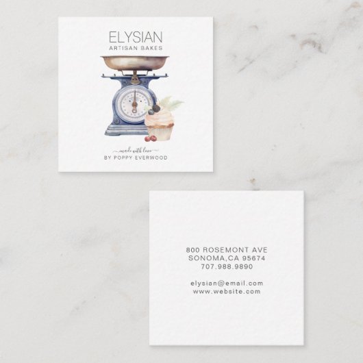  bakker bakkerij banketbakker vierkante visitekaartje (Voorkant / Achterkant)