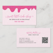 Bakker Bakkerij Frosting Drips Sprinkles Roze QR-c Visitekaartje (Voorkant / Achterkant)